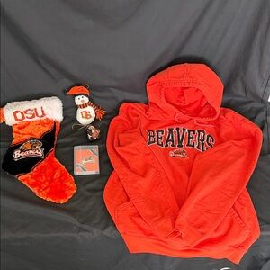 Oregon State Beavers Orange Hoodie, Stocking,Deck of cards,& Christmas Ornaments
